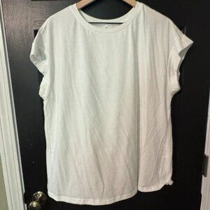 Womens White Tee Cap Sleeves XLarge